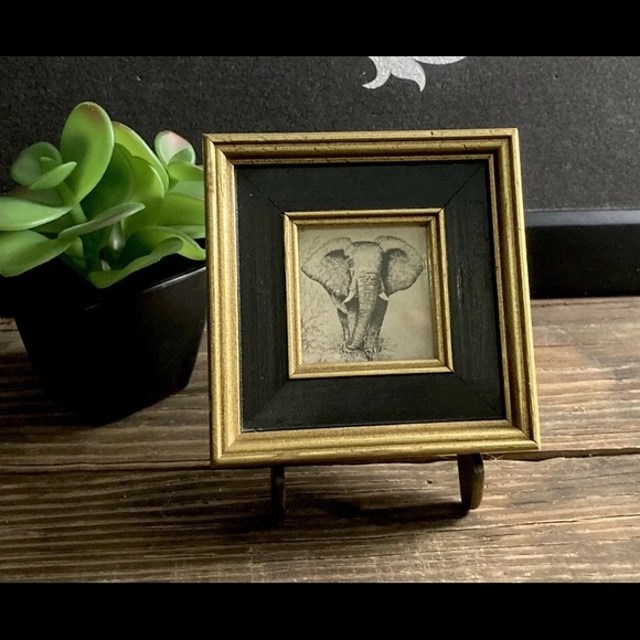 Vintage Custom Framed Elephant Pictures Set Of Two 3.5" By 3.5" - Picture 11 of 11